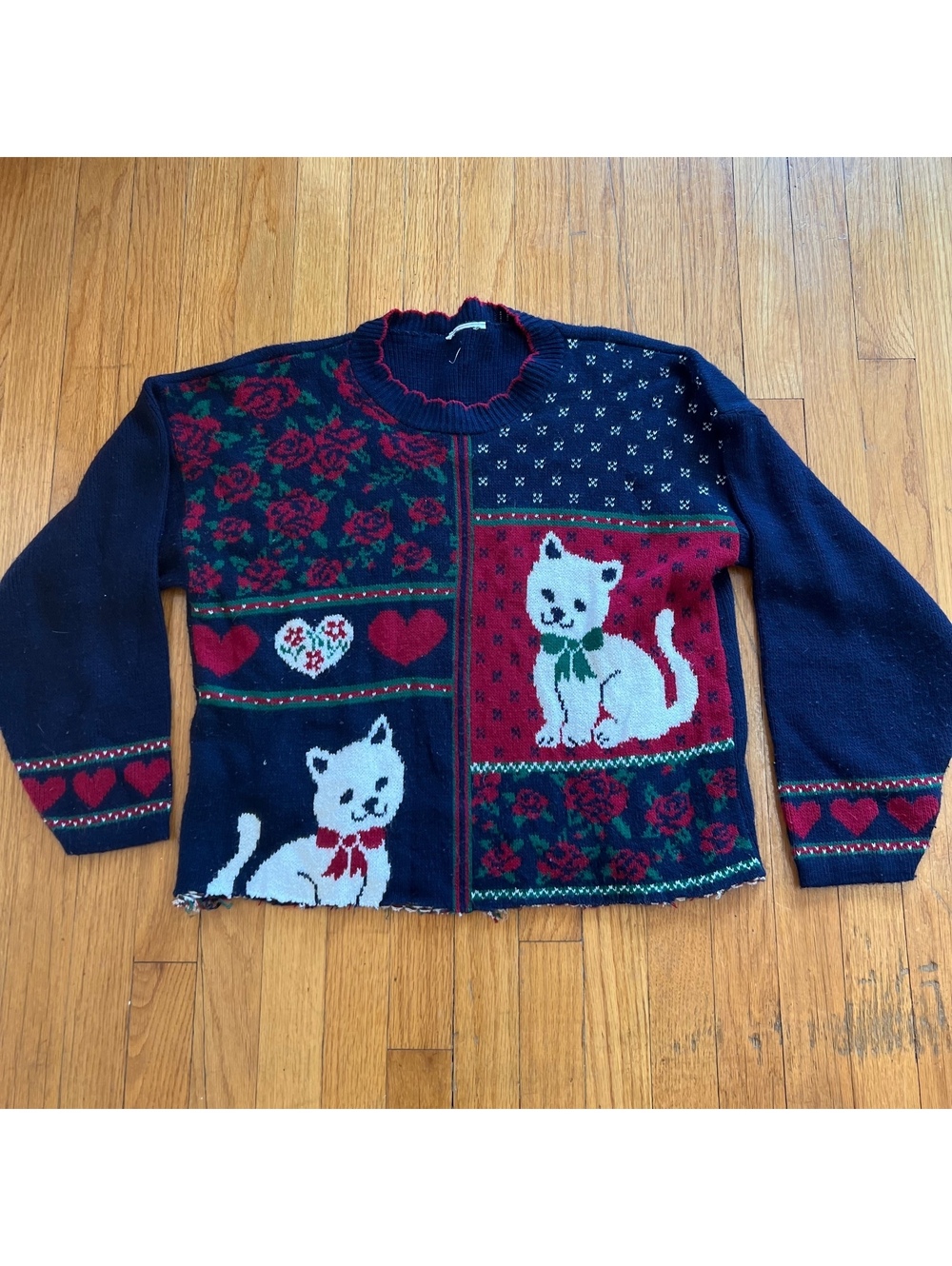 Vintage cat print sweater